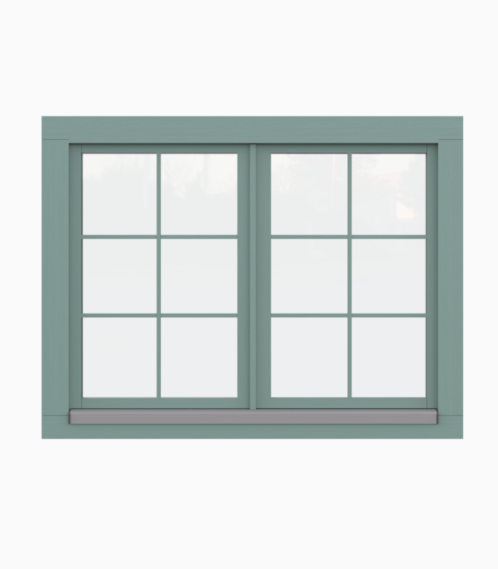 Tilt and Turn Window (two panels) / Double Glazing / 68 mm / Lovage Green