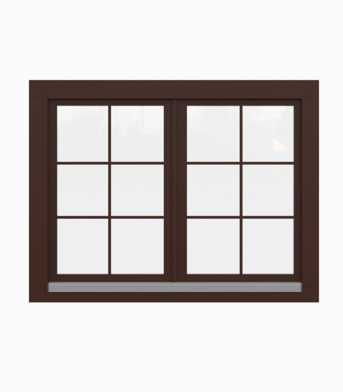 Tilt and Turn Window (two panels) / Double Glazing / 68 mm / Nutwood